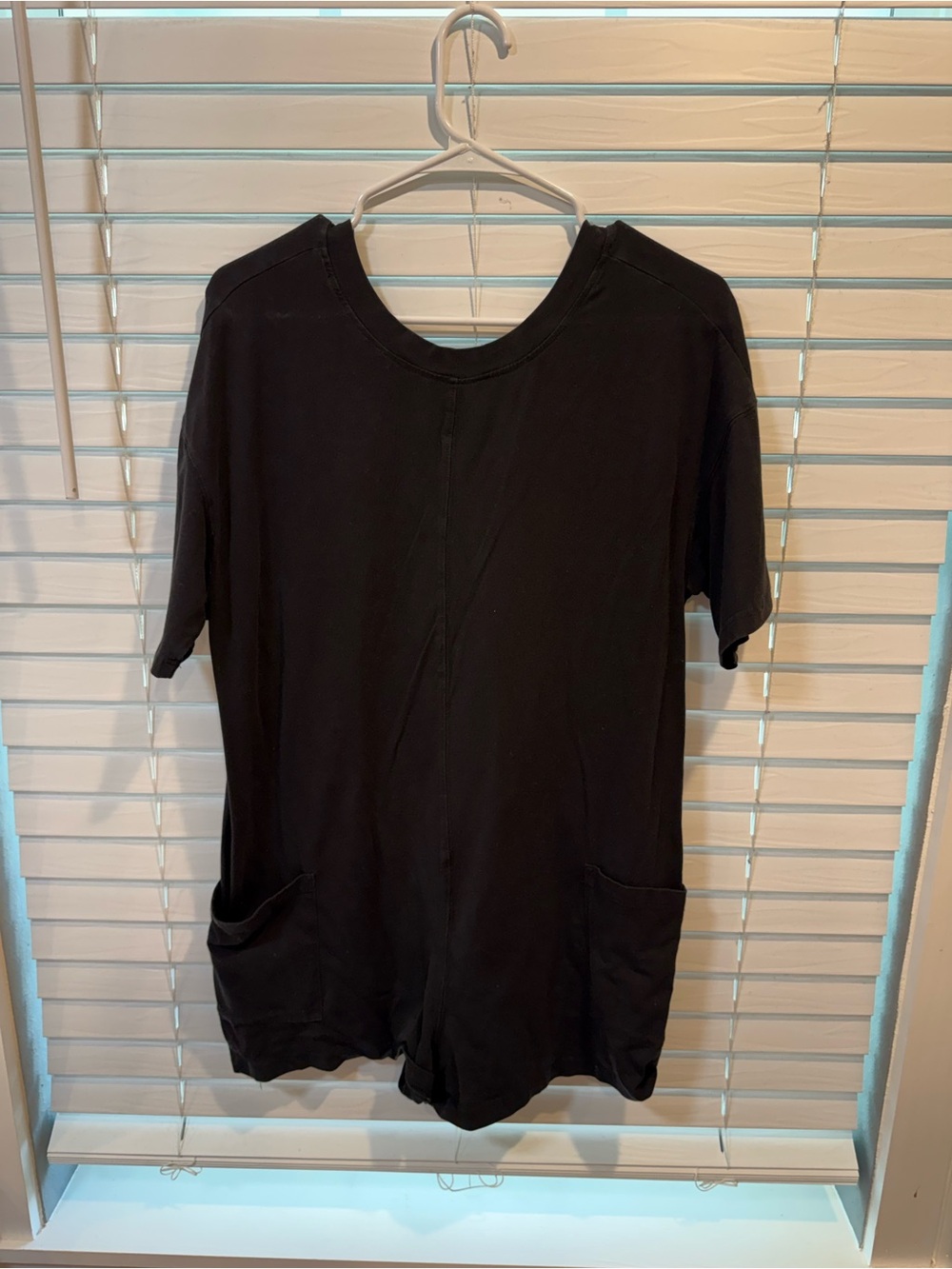 Amazon Black Short-Sleeve Romper with Front Pockets
